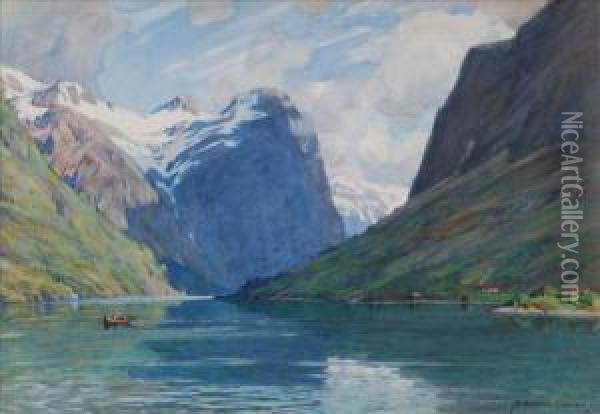 Olden Lake,nord Fjord, Norway Oil Painting - Alfred Heaton Cooper