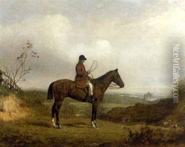 A Huntsman On Horseback Oil Painting - Richard Barrett Davis