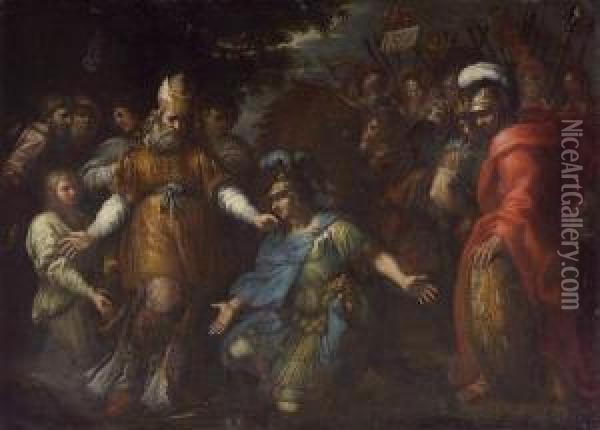 Achilles Quarrelling With Agamemnon(?) Oil Painting - Lazzaro Baldi