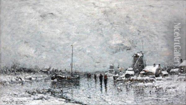 Canal Gele En Hollande Oil Painting - Wilhelm von Gegerfelt