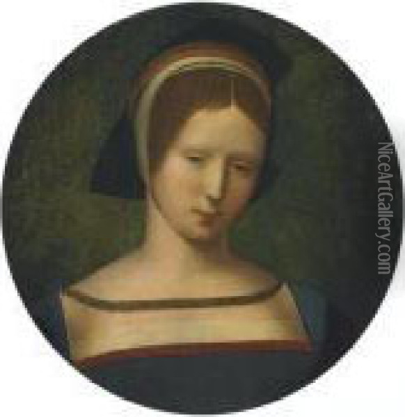 Portrait Of A Young Lady, Head And Shoulders Oil Painting - The Master Of The Female Half-Lengths