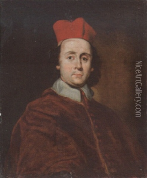 Portrait Of A Cardinal, Half Length Oil Painting - Giovanni Battista Gaulli