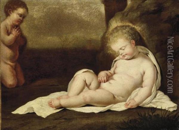 Le Christ Enfant Endormi Avec Saint Jean-baptiste Oil Painting - Frans Wouters
