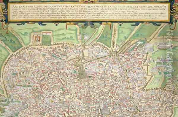 Map of Rome from Civitates Orbis Terrarum 4 Oil Painting - Joris Hoefnagel