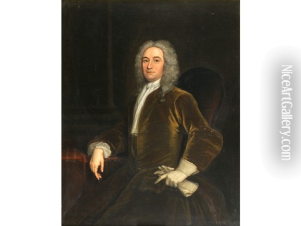 Portrait Of David Polhill (1674-1754), The Kentish Petitioner, Sheriff Of Kent Oil Painting - John Vanderbank the Younger