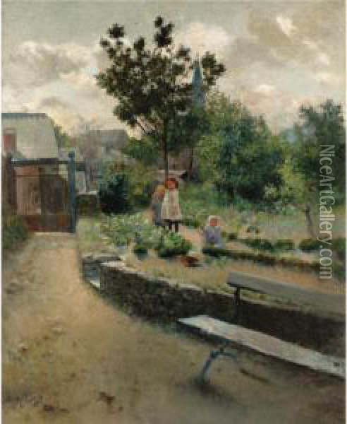 Au Jardin Oil Painting - Leon Henri Marie Frederic