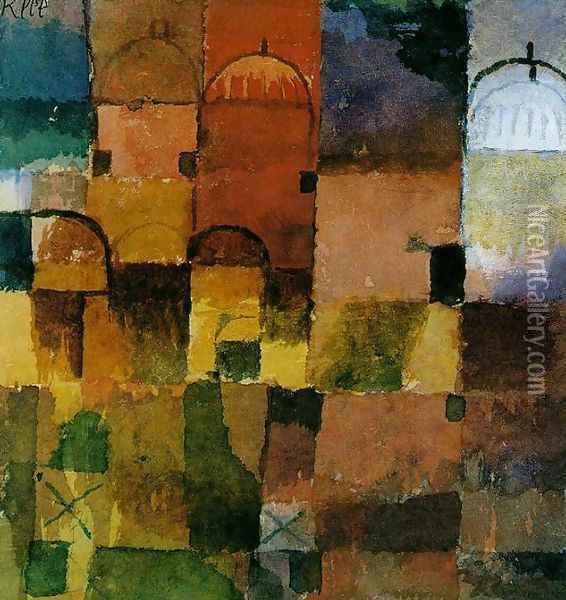 Red and White Domes Oil Painting - Paul Klee