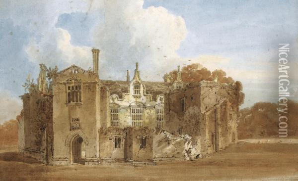 North View Of Moreton Corbet Castle, Shropshire Oil Painting - Thomas Girtin