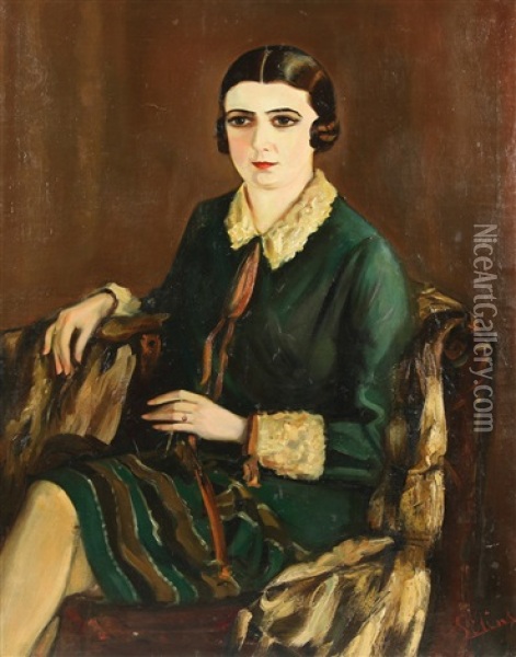 Portrait Of Lilya Brik Oil Painting - Alexander Silin