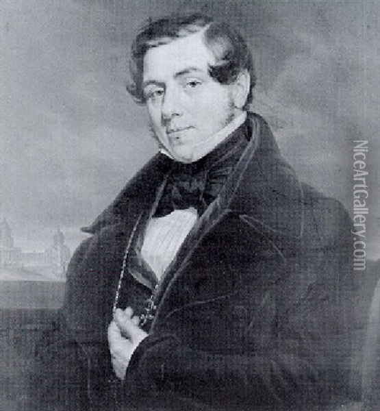A Portrait Of Matthias Wolverley Attwood Esq., M.p. Oil Painting - Charles Picque