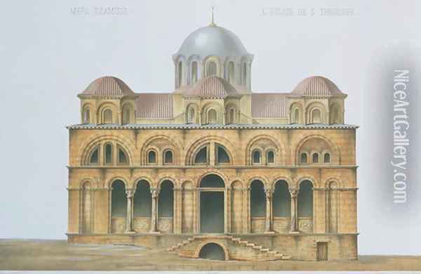 Facade of Mefa Dzamissi, the Church of St. Theodore, from Church Architecture of Constantinople, pub. by Lehmann and Wentzel of Vienna, c.1870-80 Oil Painting - Pulgher, D.