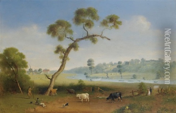 Richmond, The Yarra And South Yarra Hill Oil Painting - Henry Burn