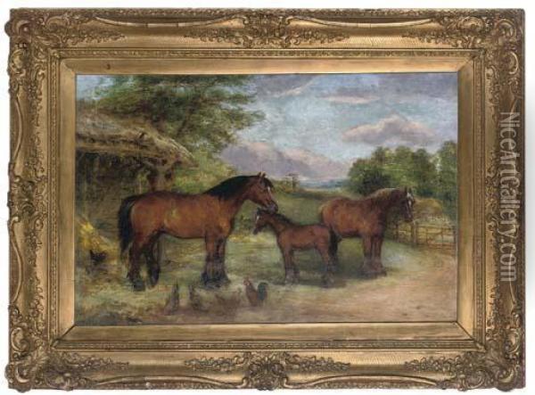 In The Farmyard Oil Painting - Edwin Frederick Holt