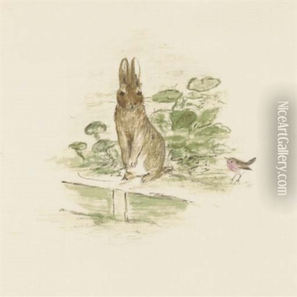 Peter Sat Down To Rest; He Was Out Of Breath And Trembling With Fright... Oil Painting - Beatrix Potter