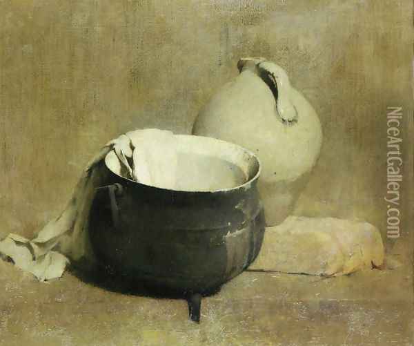 Still Life with Kettle and Jug Oil Painting - Emil Carlsen