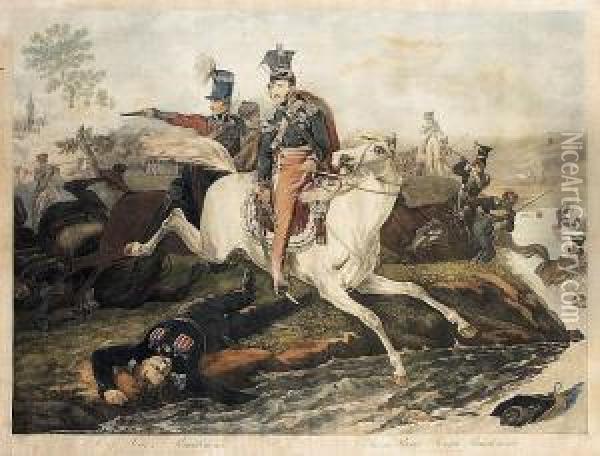 Jozef Ksiaze Poniatowski Ginie Przebywajac Elstere 19 X 1813 R., 1818 R. Oil Painting - Philibert-Louis Debucourt