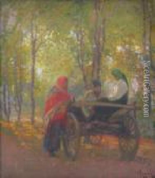 Peasants In Herta Oil Painting - Arthur Verona