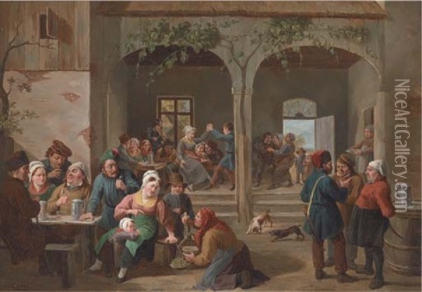 Merrymaking In The Tavern Oil Painting - Constantinus-Fidelio Coene
