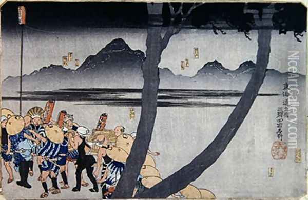 Number 2 Hodogaya Totsuka Fujisawa and Hiratsuka Stations Oil Painting - Utagawa Kuniyoshi