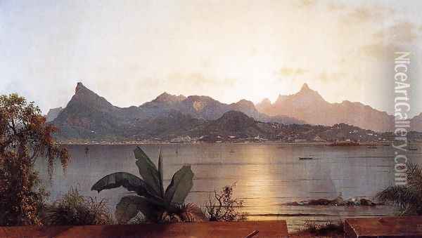 Sunset Harbor At Rio Oil Painting - Martin Johnson Heade