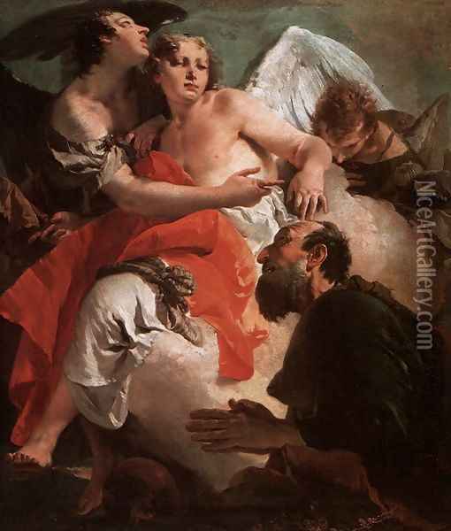 Abraham Praying before the Three Angels Oil Painting - Giovanni Battista Tiepolo