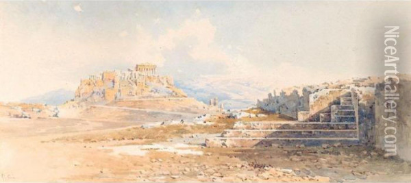 View Of The Acropolis Oil Painting - Angelos Giallina