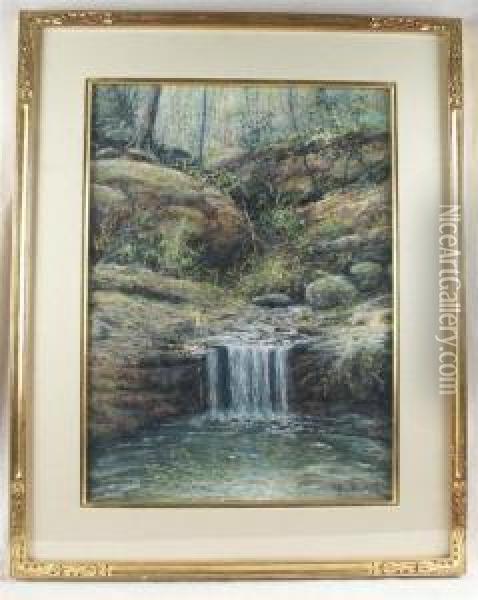 Forest Stream With Waterfall Oil Painting - Walter Launt Palmer