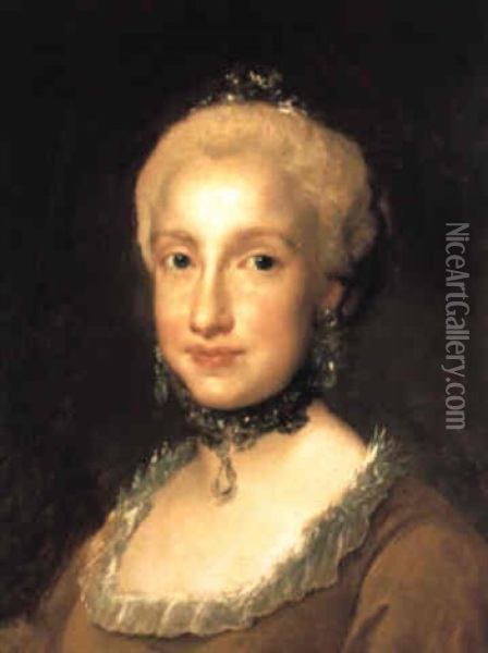 Portrait Of The Infanta Maria Ludovica De Borbon Oil Painting - Anton Raphael Mengs