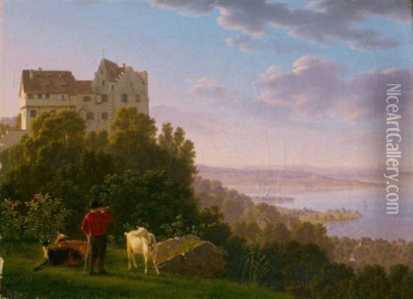 Schloss Salenstein (castle Of Salenstein) Oil Painting - Johann Jakob Biedermann