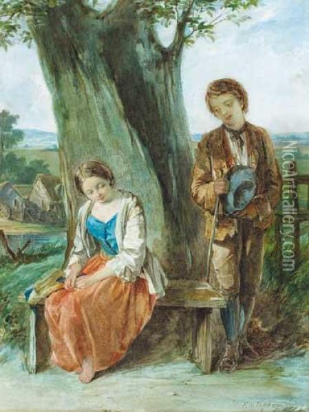 Courting Couple Oil Painting - Frank William Warwick Topham