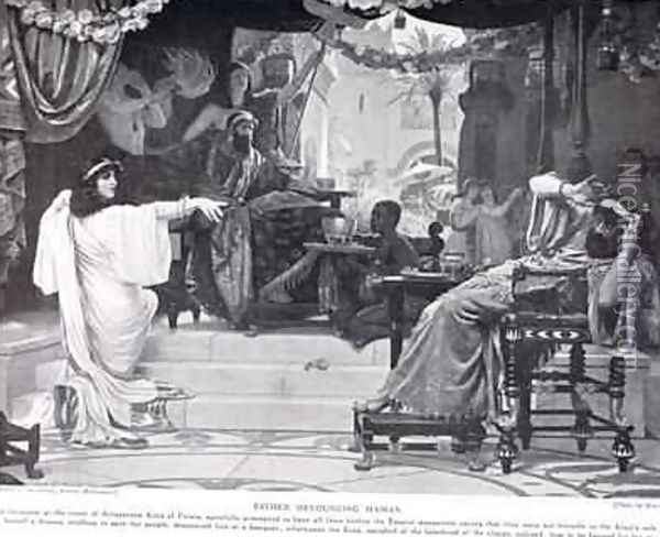 Esther denouncing Haman illustration from Hutchinsons History of the Nations 1910 Oil Painting - Ernest Normand