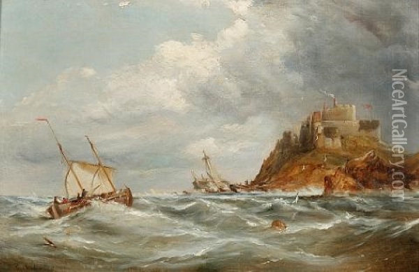 Shipping Off A Castle Oil Painting - George William Crawford Chambers