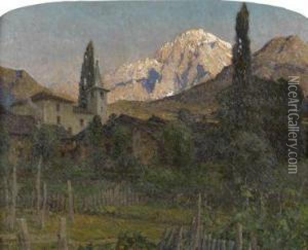 La Vetta Del Monte Bianco Oil Painting - Lidio Ajmone