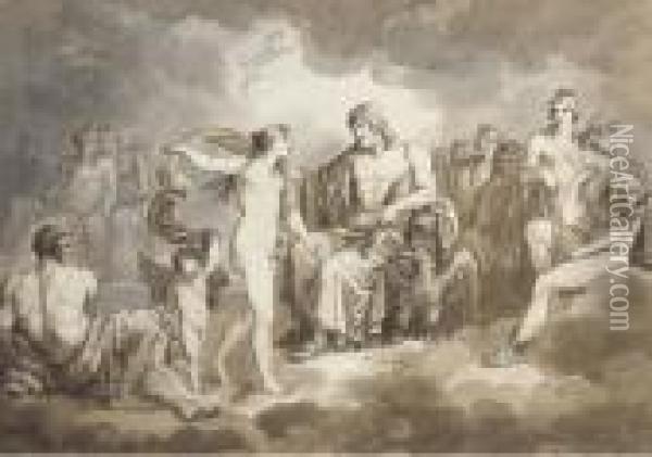Zeus And Venus Oil Painting - Bartolomeo Pinelli