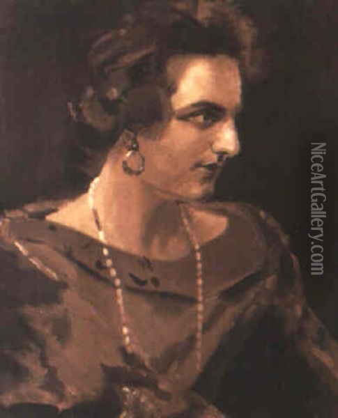 Kvinna I Profil Oil Painting - Ake Goeransson