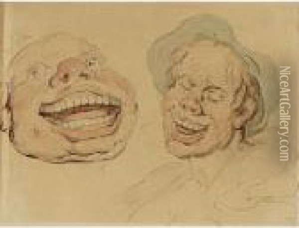 Figures Laughing Oil Painting - Thomas Rowlandson