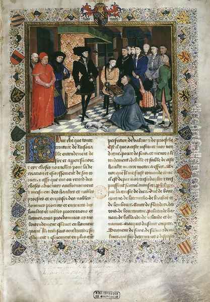 First page of the Chroniques de Hainaut Oil Painting - Rogier van der Weyden