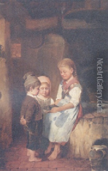 A New Friend Oil Painting - Johann Ferdinand Julius Hintze