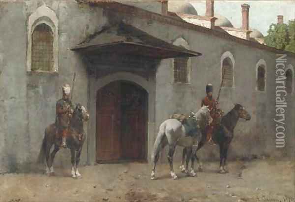 Guarding the palace entrance Oil Painting - Alberto Pasini