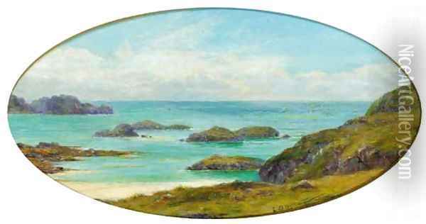 On the west coast, Iona Oil Painting - Louis Bosworth Hurt