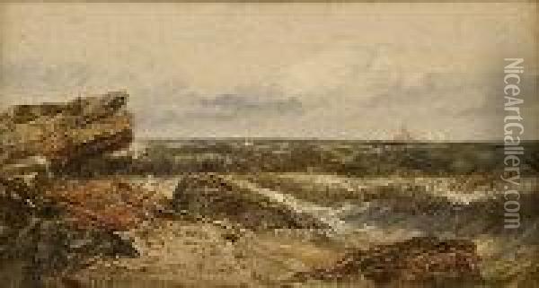 Rocks Off Greystones, Co. Wicklow Oil Painting - Edwin Hayes