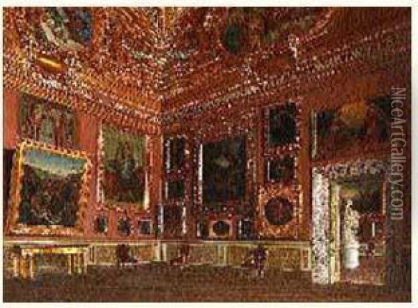 Salle De Saturne Au Palais Pitti Oil Painting - F Maestosi