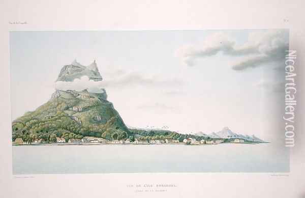 View of the Island of Bora Bora, from 'Voyage autour du Monde (1817-20)' Oil Painting - Antoine Chazal