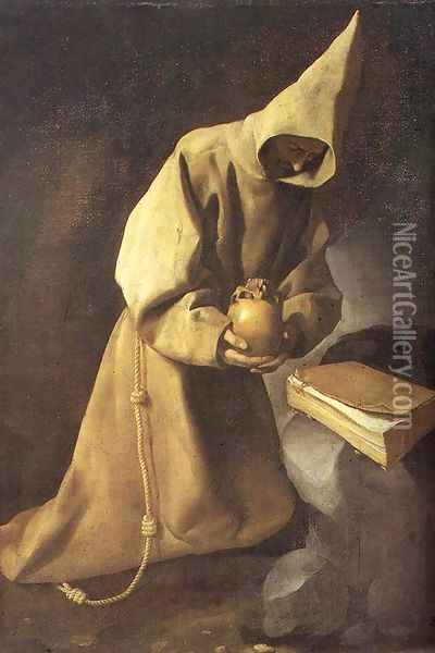 Meditation of St Francis 1632 Oil Painting - Francisco De Zurbaran