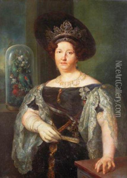 Retrato De La Reina De Las Dos Sicilias Oil Painting - Vicente Lopez y Portana