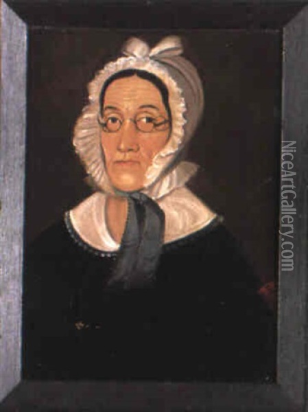 A Dark-haired Granny Wearing Spectacles And A Bonnet Oil Painting - William Matthew Prior