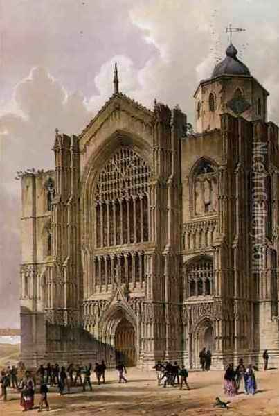 Bridlington Priory, the West Front, from The Monastic Ruins of Yorkshire, engraved by George Hawkins 1819-52, 1842 Oil Painting - William Richardson