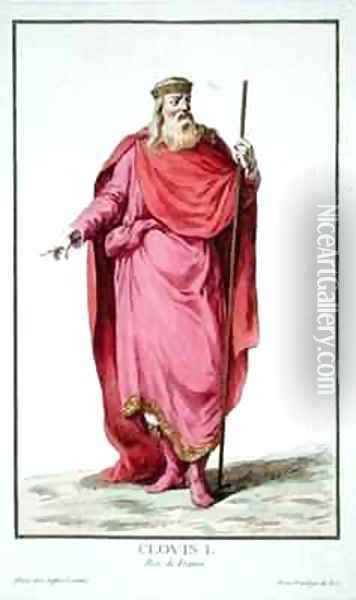 Clovis I 481-511 King of the Salian Franks Oil Painting - Pierre Duflos