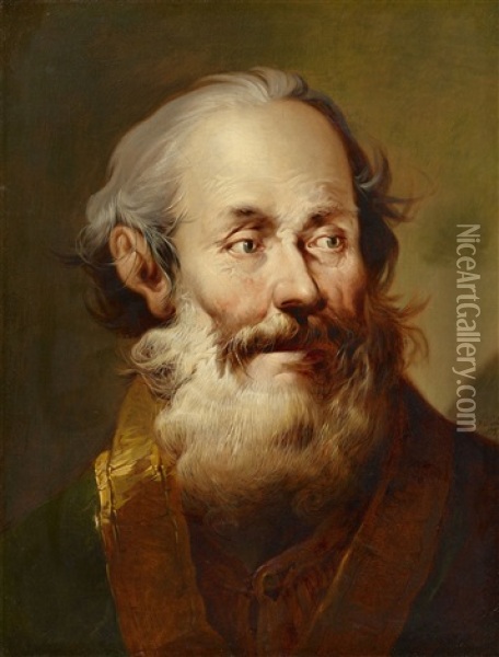 Two Portraits Of Bearded Men Oil Painting - Tiberius Dominikus Wocher