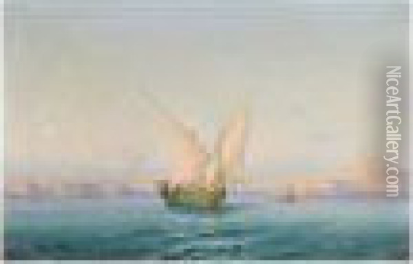 A Gozo Boat Leaving The Harbour, Valetta Oil Painting - Girolamo Gianni